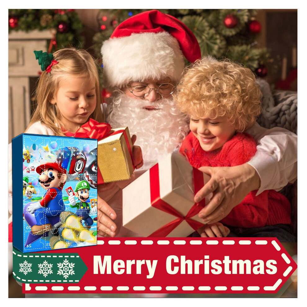 Christmas Advent Calendar 24 Days Christmas Countdown 24pcs Mario Toys Adorable Decorative Toys Xmas Countdown Gifts for Kids and Adults