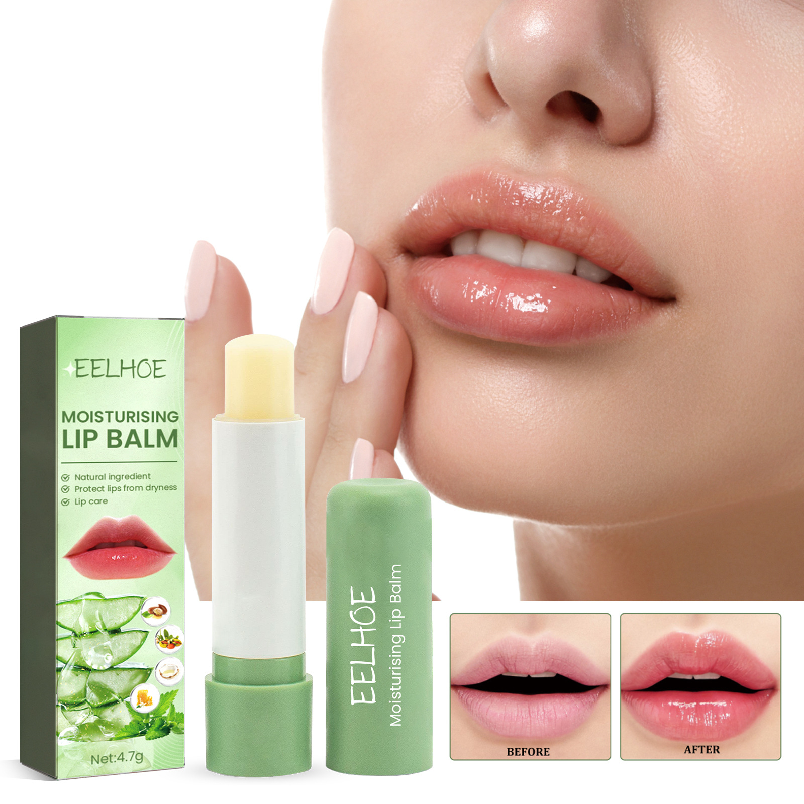Lip Balm Aloe Vera Natural Ingredients Hydrated Lips Moisturizing Nourishing Lips Care