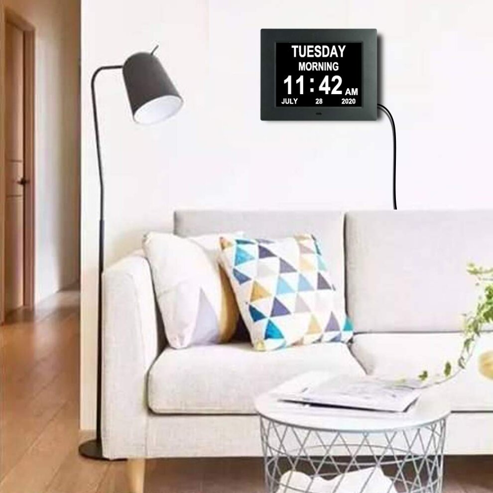 (7 Inch White) Digital Alarm Clock Dementia Elder Christmas Gifts