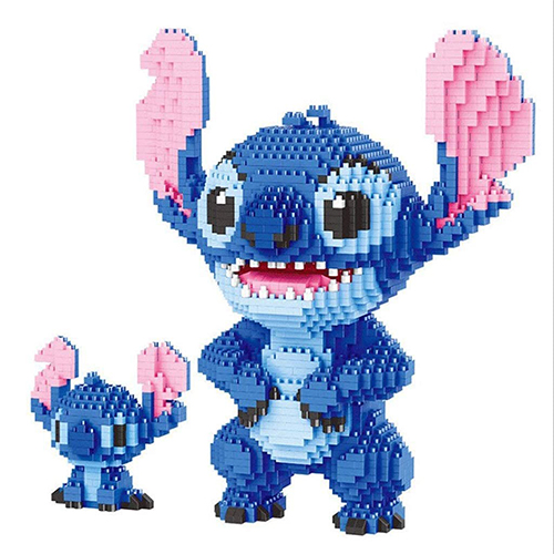 2Pcs Nano Building Blocks Blue Anime Model Micro Blocks 3D Puzzle Stitch Blocks Building Kit Parent-Child Interactiontoys Kids Christmas Birthday Gif