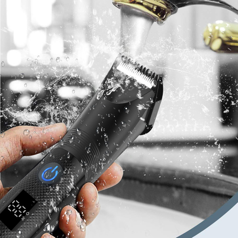 Waterproof Grooming Tool with LCD Display Mens Electric Body Hair Trimmer