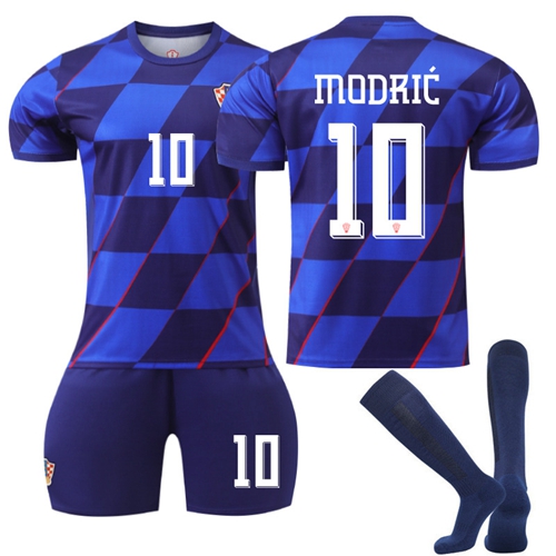 Football Shirt Short Socks with No. 10 Modric Set 2024 Croatia Away European Cup National Team Football Kit for Kids Football Training Tracksuits