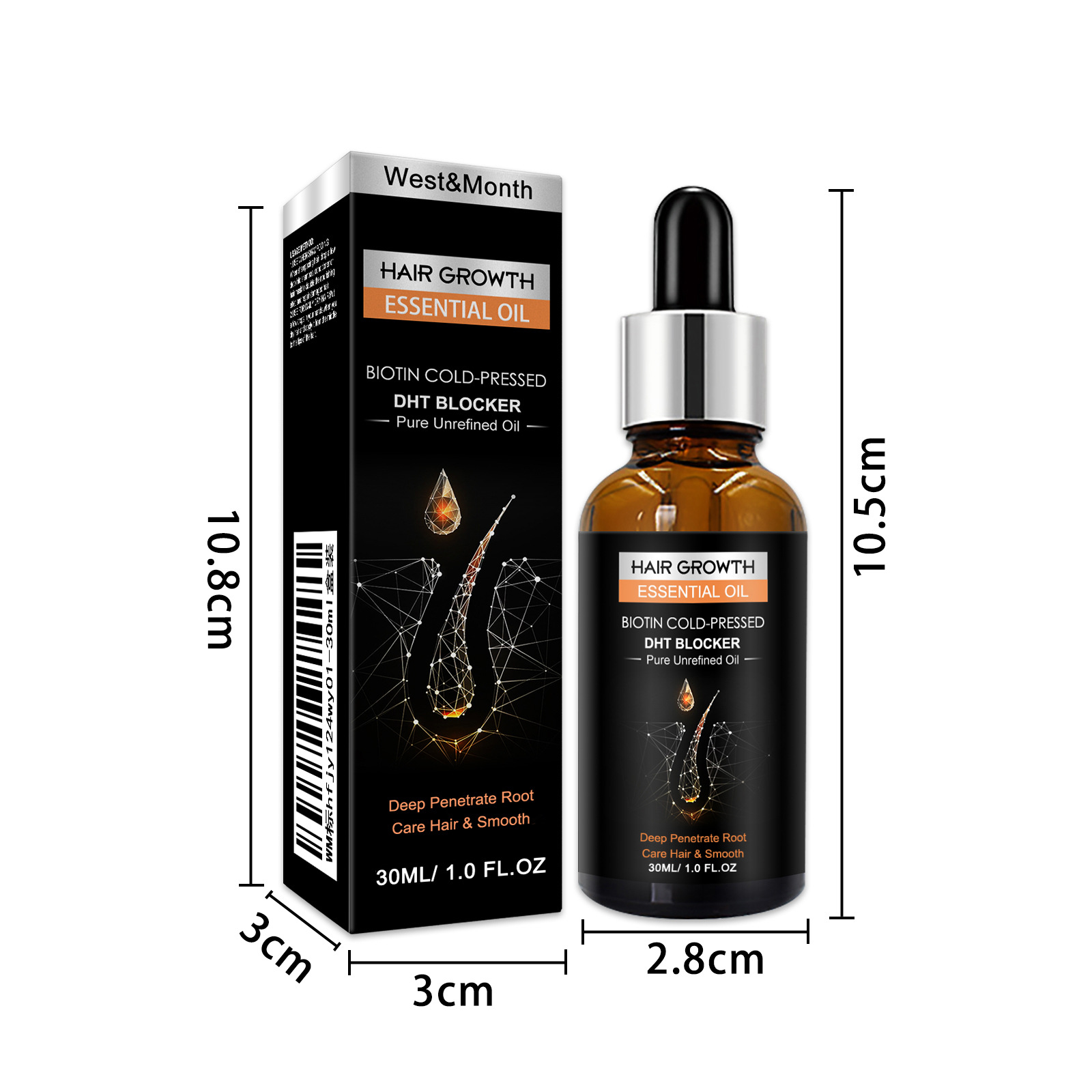 Hair Growth Essential Oil Biotin Cold-Pressed DHT Blocker Thick Hair Growth Shampoo Anti-Hair Loss Conditioner Repair Dry Hair Moisture Hair Essence 30ml