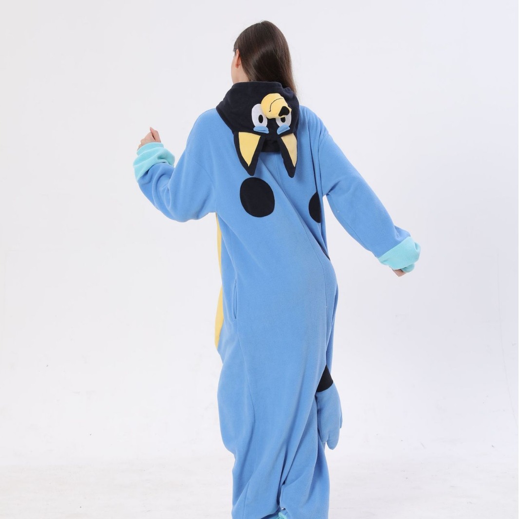 (XL (181~190cm)) Bluey Blue Dog Cartoon Hooded Jumpsuit Boys And Girls Pajamas Family Parent-child Bluey Clothes Jumpsuit Home Clothes