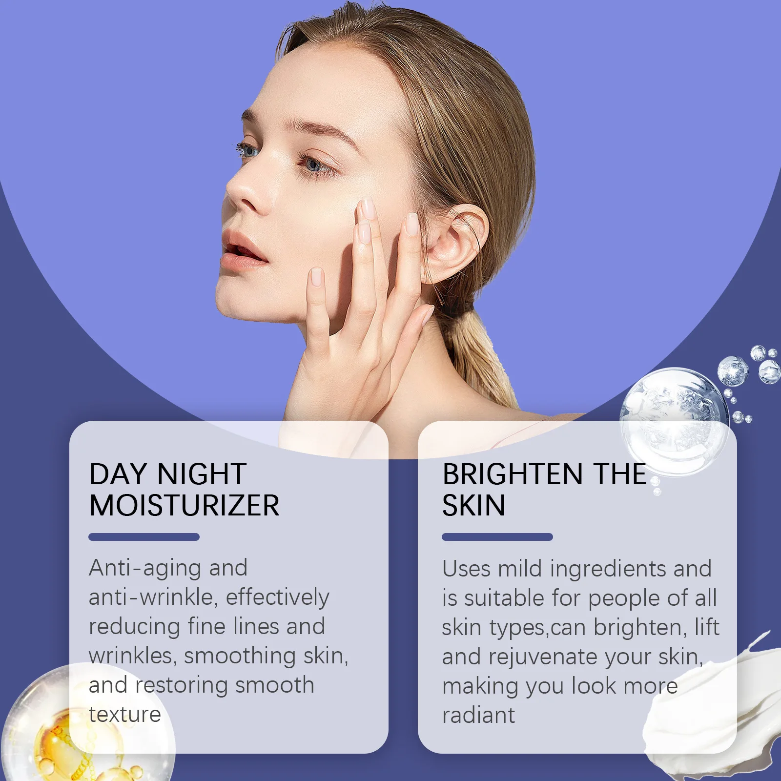 Hoygi Retinol Facial Moisturizer Face Cream Hyaluronic Acid Collagen Retinol Essence Hydrating Anti Wrinkle Anti Aging Night Creams Skin Care Cream 50g