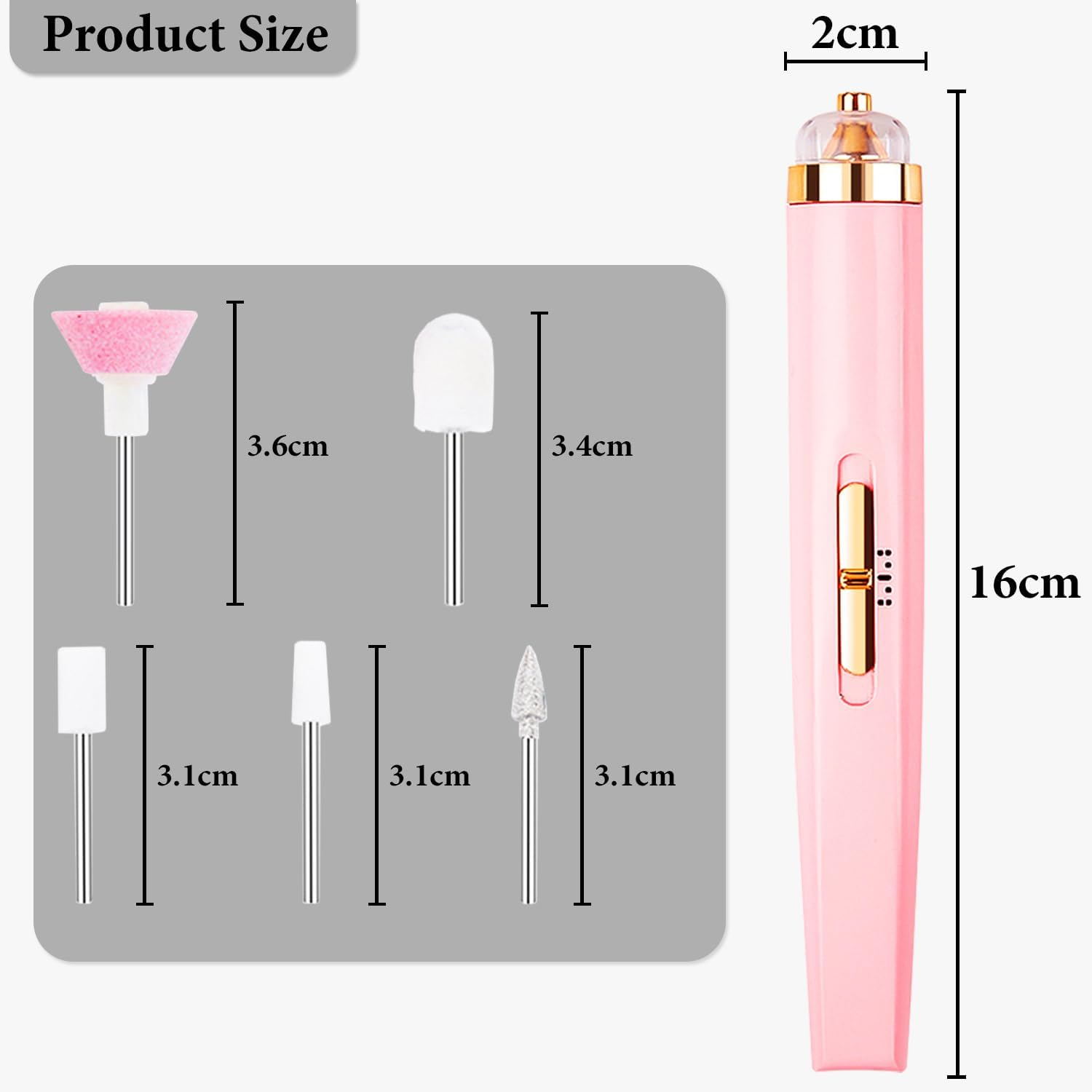 Rechargeable 5 in 1 Professional Nail Drill File Kit for Nail Salon and Home DIY