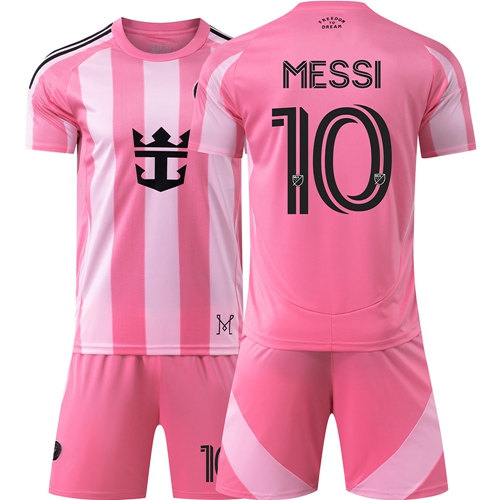 2025-2026 Football Kits Miami Home Jersey with Messi Number 10 Football Training Shirts for Kids