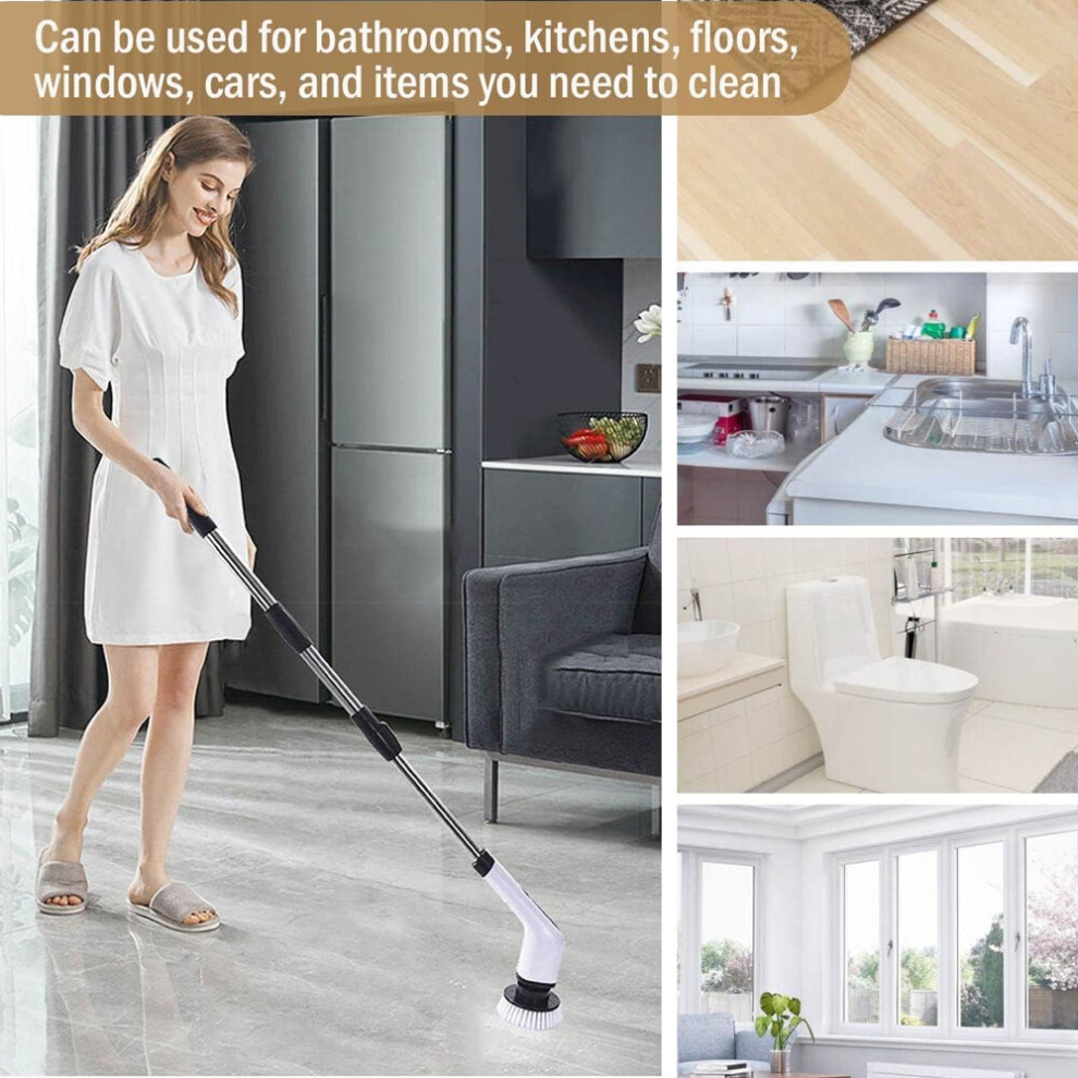 Electric Spin Scrubber, Cordless Electric Cleaning Brush with 9 Replaceable Brush Heads, Shower Cleaning Tool 360 Rotating Power
