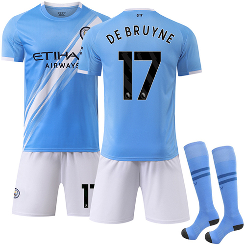 2025 2026 Manchester City Home New Kids Football Training Shirt Kits Soccer Jersey Sports Suit No.17 De Bruyne Outdoor Wear with Shorts Socks