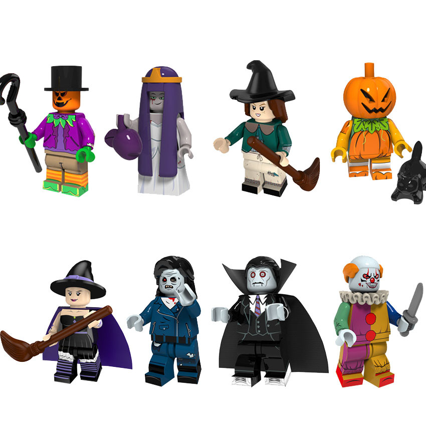 Mini Action Figures Halloween Joker Zombie Vampire Witch Building Blocks Toy Suitable for Themed Party Decorations Kids Festival Gifts