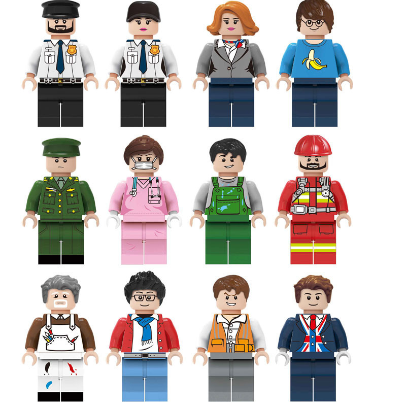 (Style B) Different Professions Building Block Toys Scientists Astronauts Workers Police Officers Firefighters Figures for Boys Girls