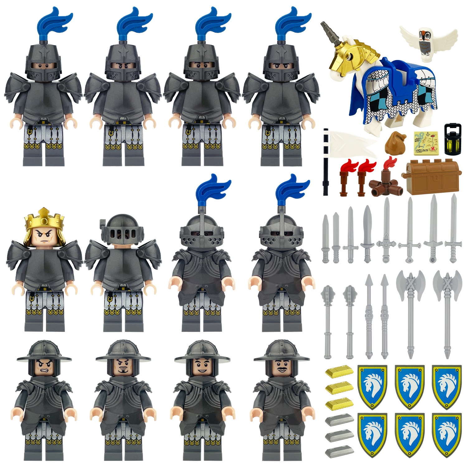 (Style B) Medieval Figures Building Blocks Toys Kings Knights Soldiers Legion Elves Pirates Vikings Roman Sea Monsters Warriors Bricks