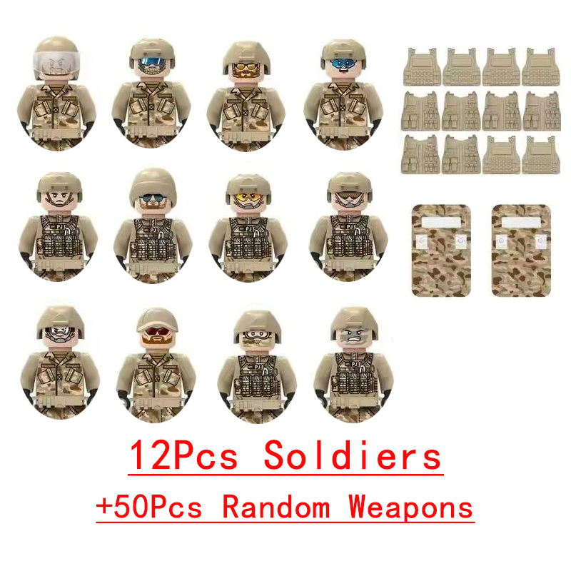 (Police F) Military Special Forces Commandos Police SWAT Model Weapons Guns Gangster Soldier Building Block Toy
