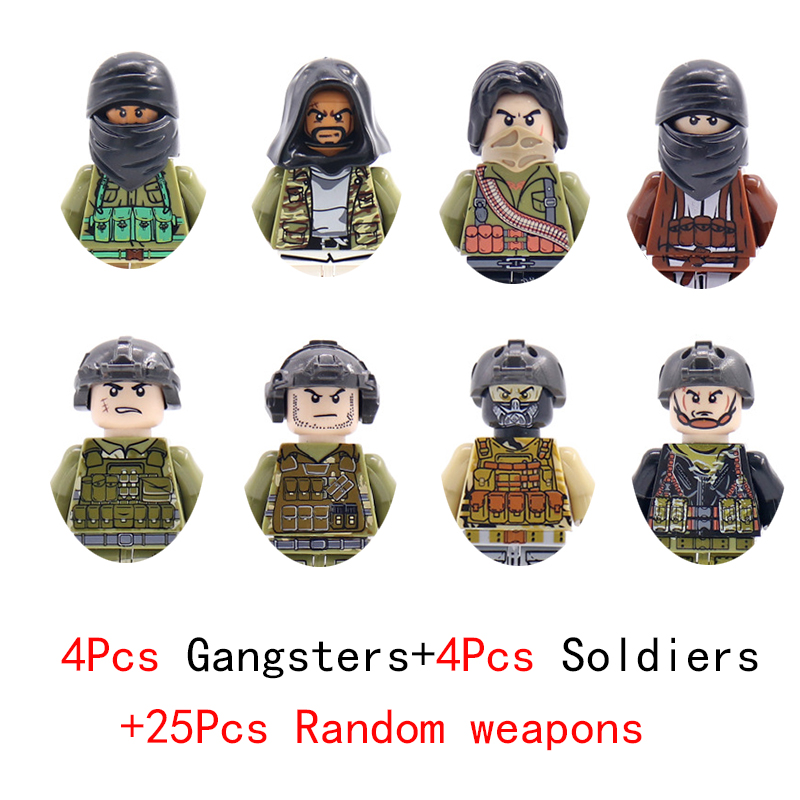 (Police F) Military Special Forces Commandos Police SWAT Model Weapons Guns Gangster Soldier Building Block Toy