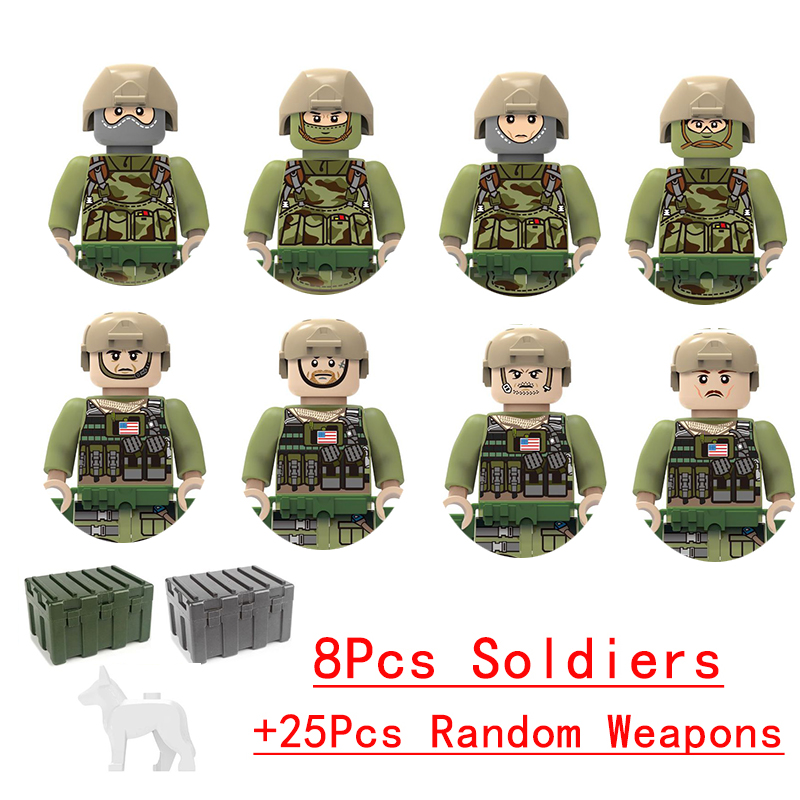 Military Special Forces Commandos Police SWAT Model Weapons Guns Gangster Soldier Building Block Toy