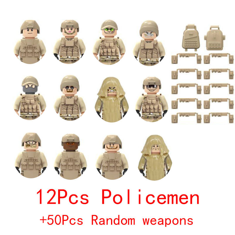 (Police F) Military Special Forces Commandos Police SWAT Model Weapons Guns Gangster Soldier Building Block Toy