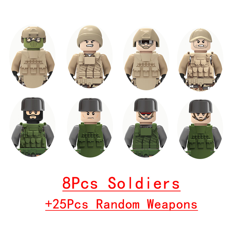 (Police F) Military Special Forces Commandos Police SWAT Model Weapons Guns Gangster Soldier Building Block Toy