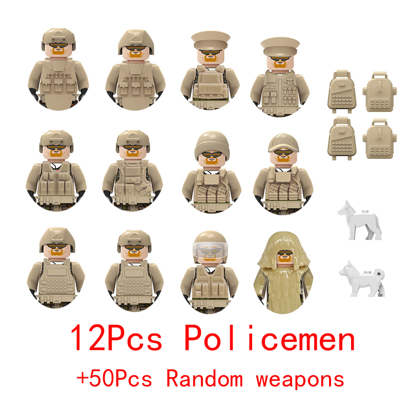 (Police F) Military Special Forces Commandos Police SWAT Model Weapons Guns Gangster Soldier Building Block Toy