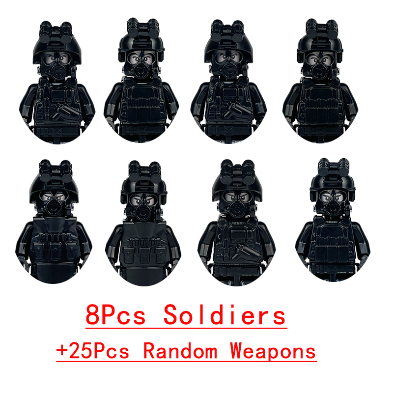 (Police F) Military Special Forces Commandos Police SWAT Model Weapons Guns Gangster Soldier Building Block Toy