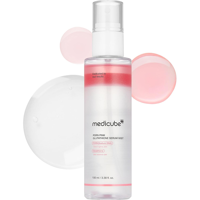 medicube Salmon DNA PDRN Pink Glutathione Spray Serum I Pink Glass Glow Serum Mist Moisturiser Soothing Firming Uneven skin tone Salmon PDRN Niacinamide 100ml
