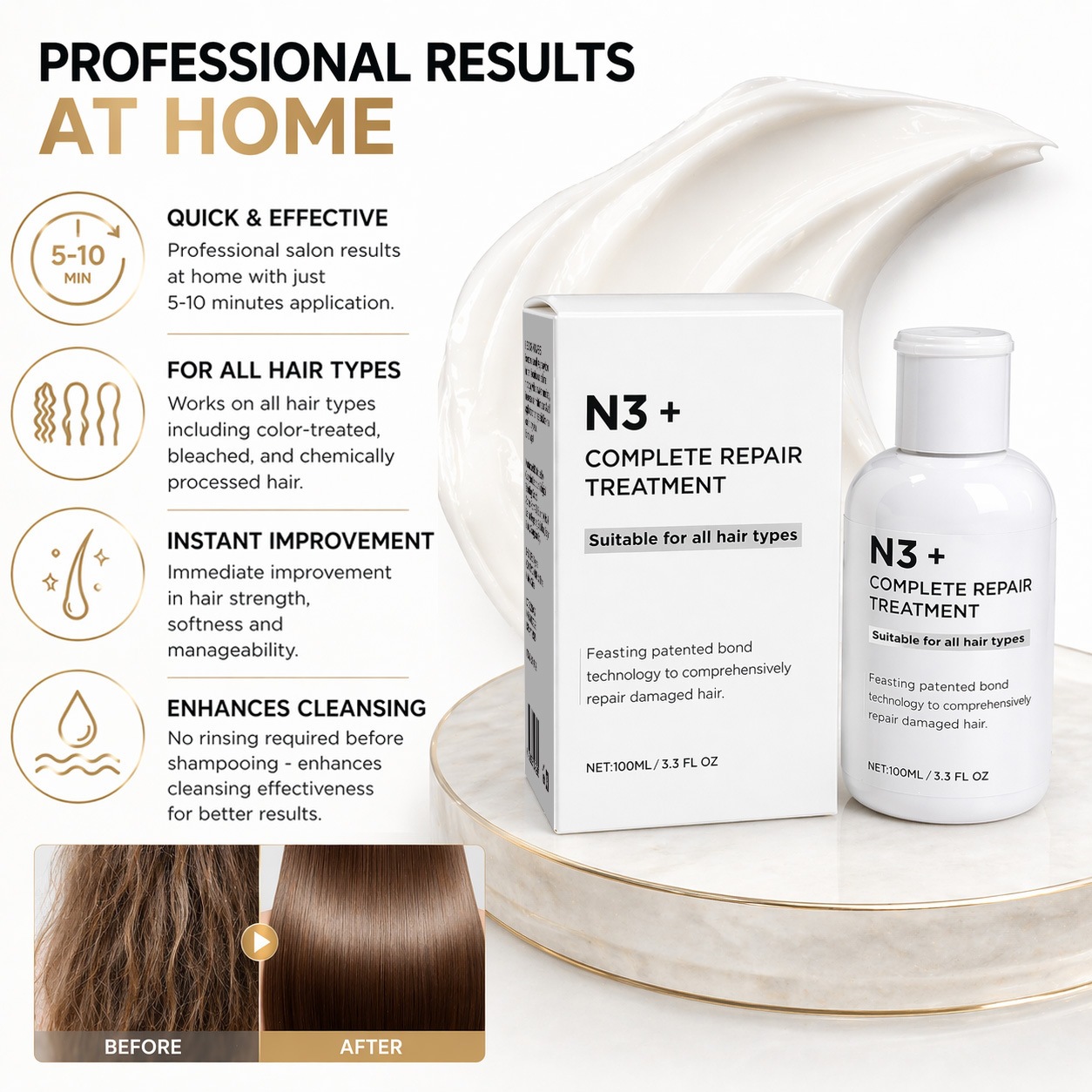 No 3 Plus Total Hair Repair Treatment Essence For Strengthening And Restoring Damaged Hair 100ml