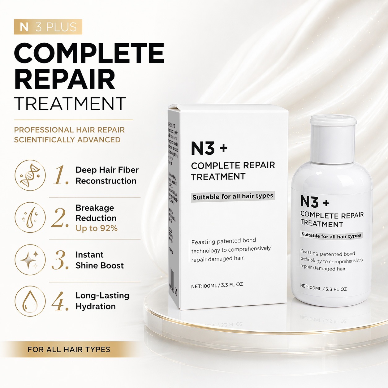 No 3 Plus Total Hair Repair Treatment Essence For Strengthening And Restoring Damaged Hair 100ml