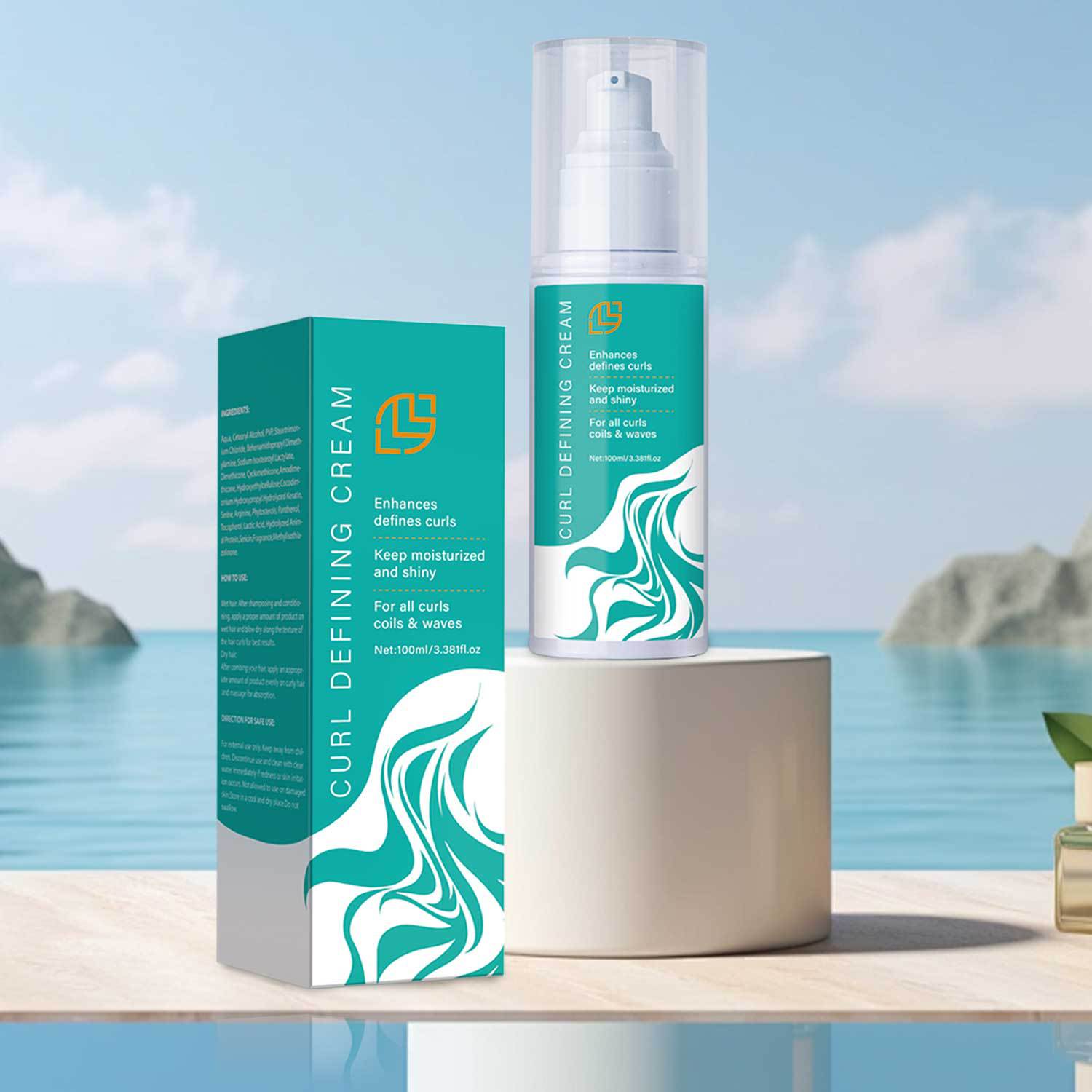 Curl Defining Cream Natural Bouncy Curls Frizz Control Moisturizing For Wavy Curly Hair Daily Styling Treatment 100ml