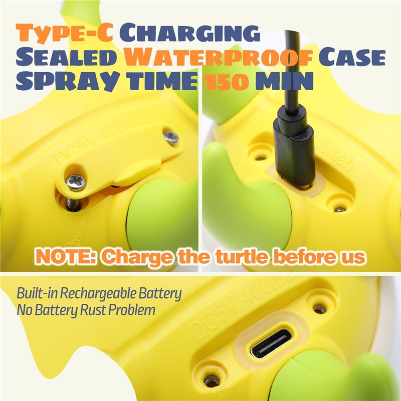 Baby Bath Toys Rechargeable Turtle Bath Toy Sprinkler for Kids Toddler with 5 Rings Bathtub Fountain Spray Toy Mold Gifts