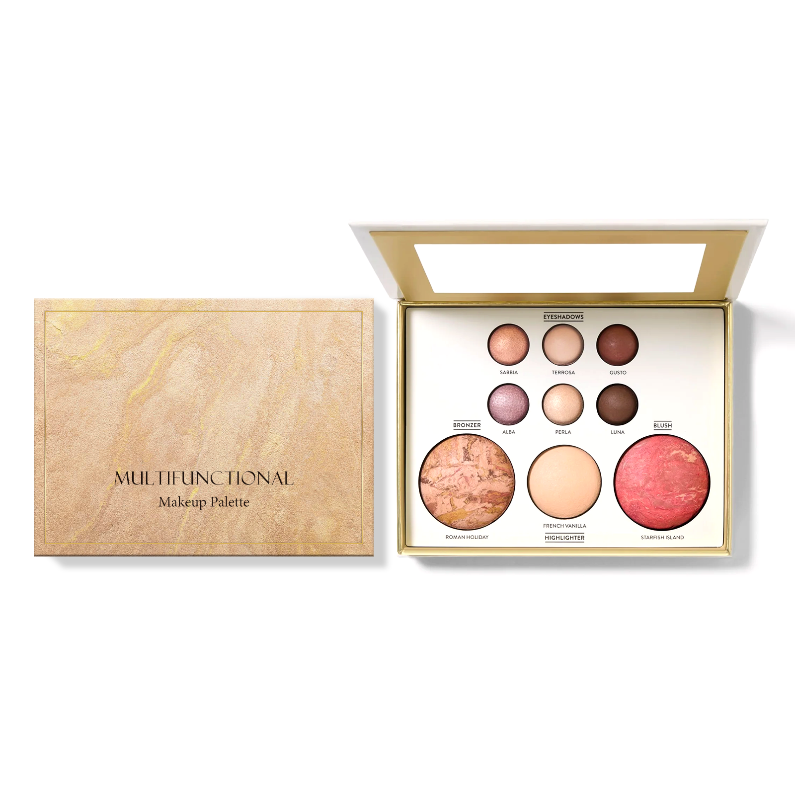 Gilded Synthetic Makeup Palette Eye Shadow Contour Blush Highlight Under Eye Bright Multi Function All Purpose Cosmetic Tray
