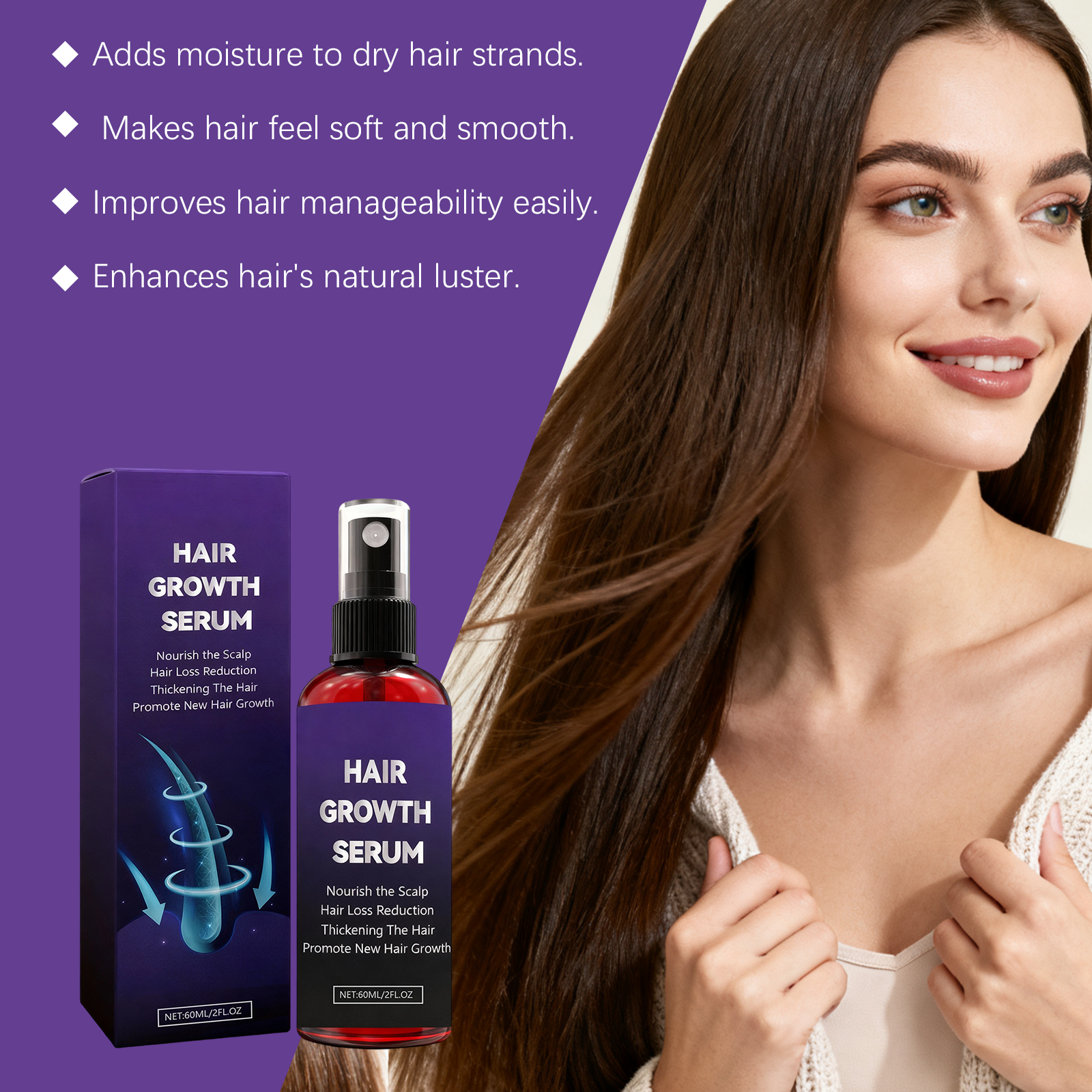 Rosemary Hair Essence Spray Shiny Hydrated Soft Fluffy Plump No Rinse Nutrient Hair Care Liquid Treatment
