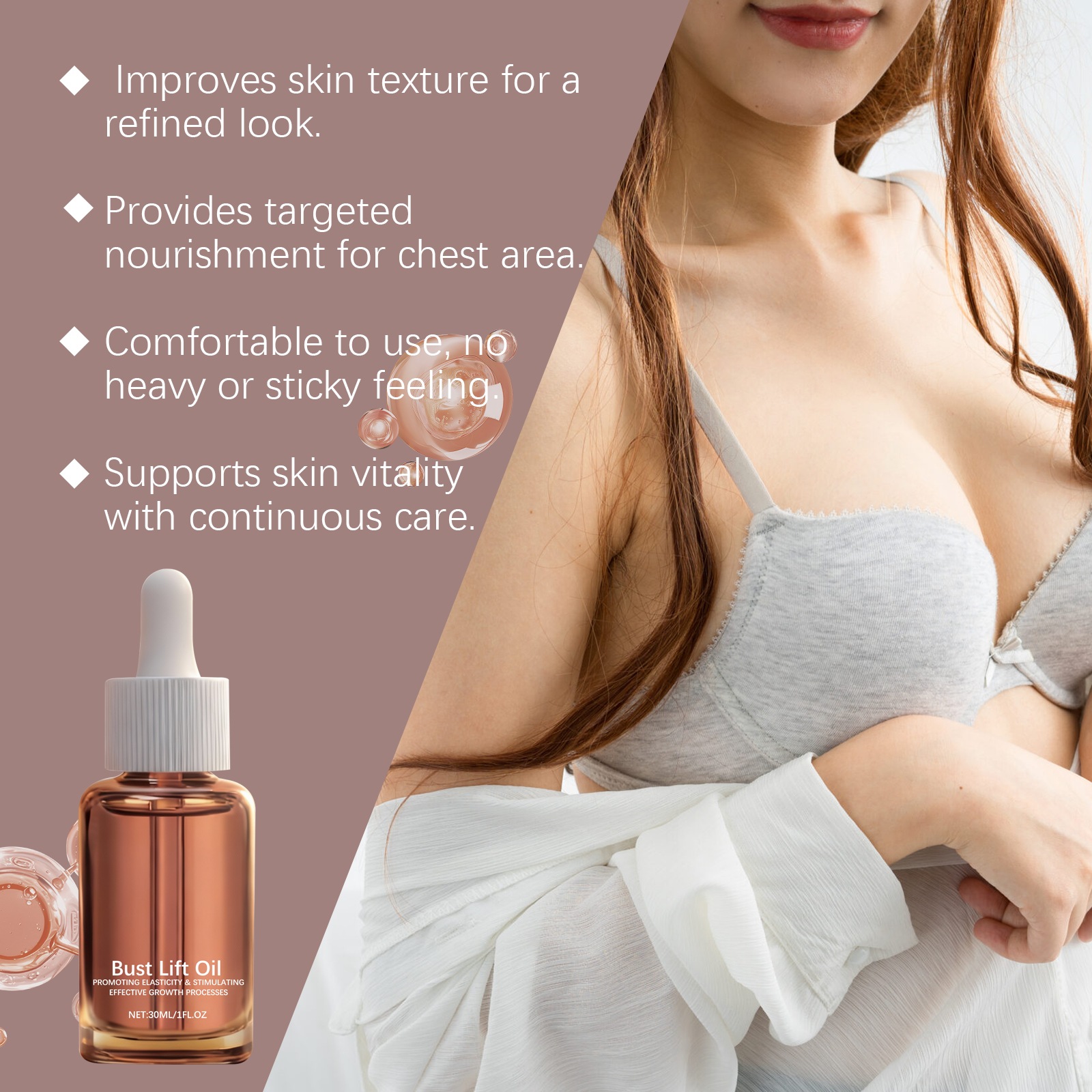 Breast Care Essential Oil Mild Care Plump Elastic Nourish Hydrate Refreshing Non Sticky Breast Massage