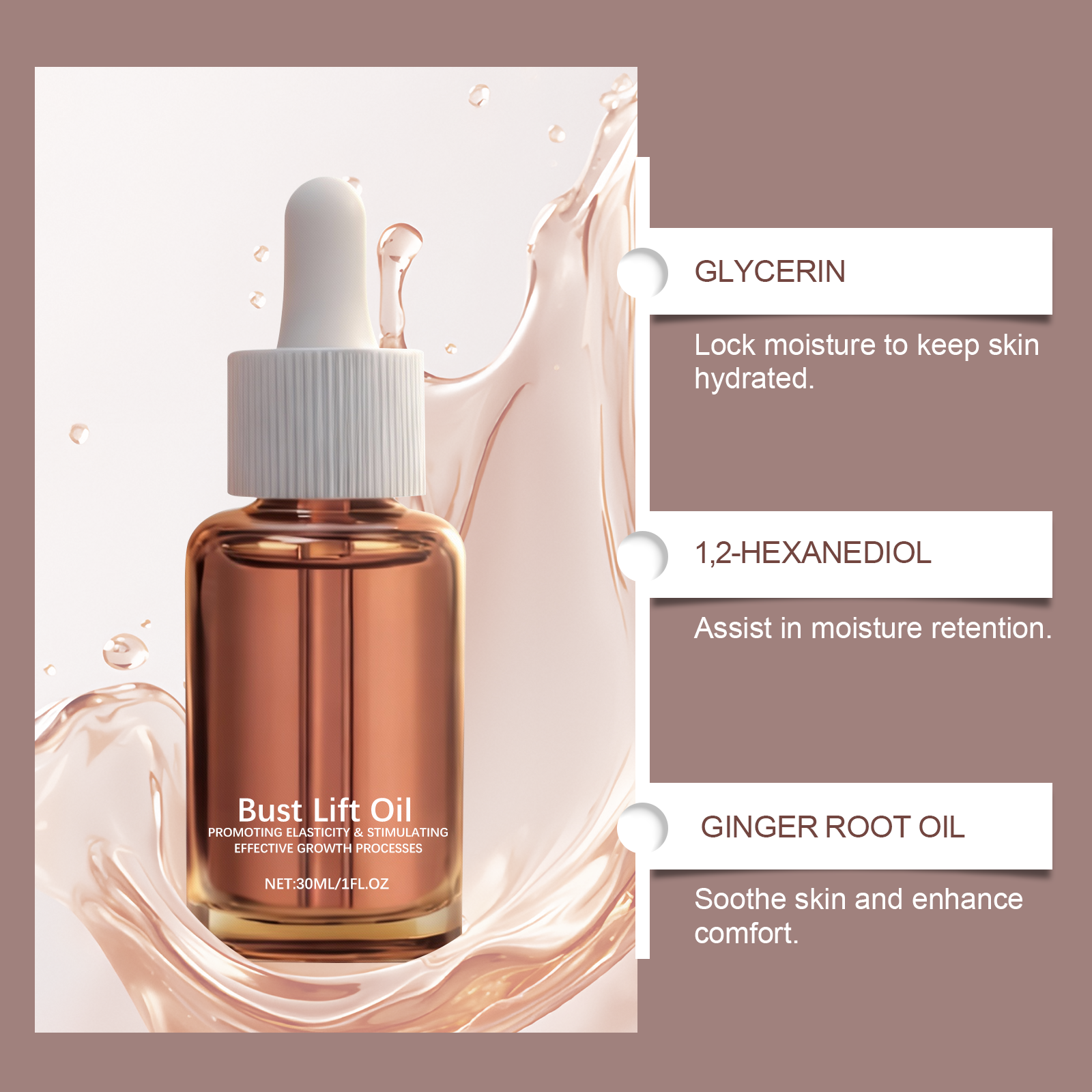 Breast Care Essential Oil Mild Care Plump Elastic Nourish Hydrate Refreshing Non Sticky Breast Massage