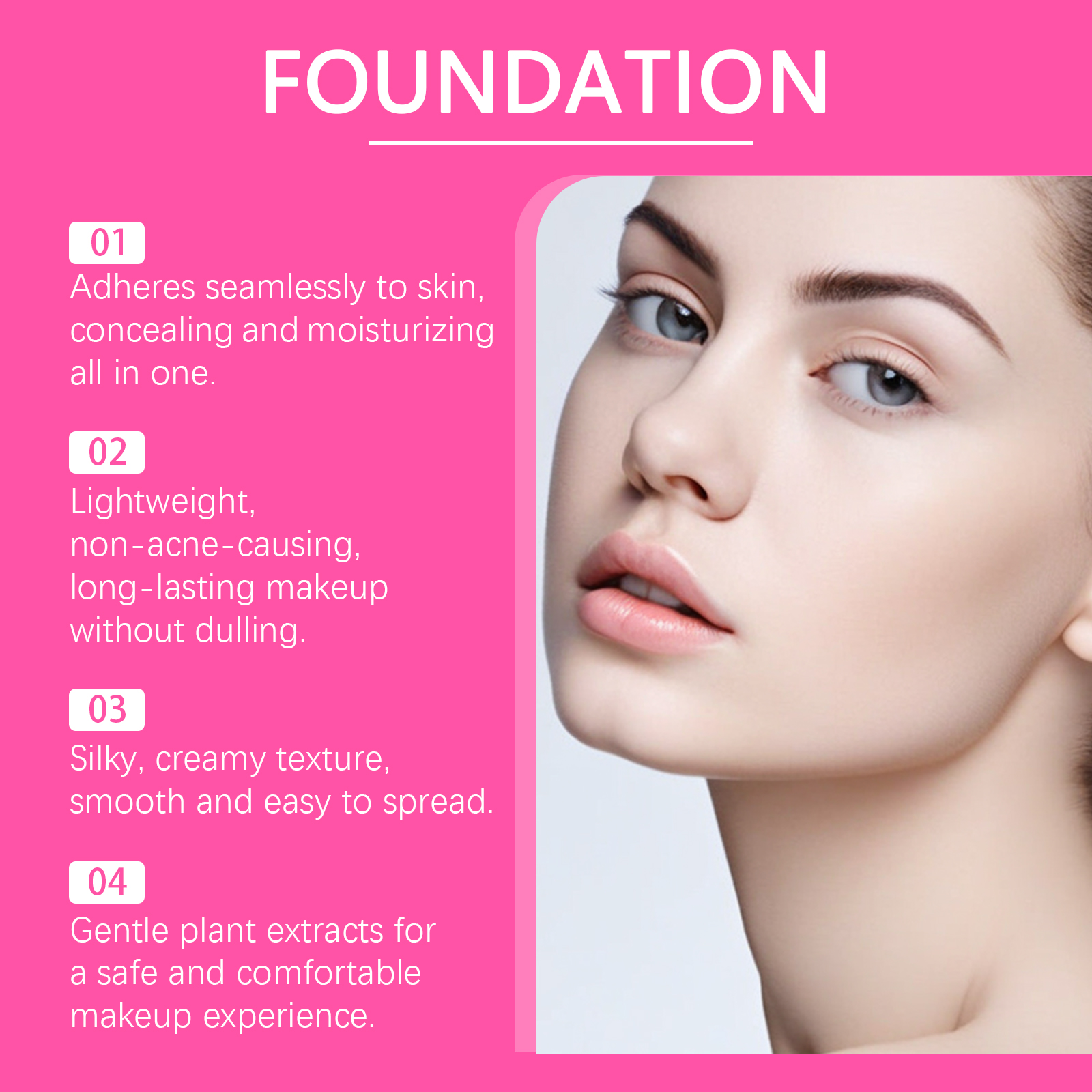 Light Shade Moisturizing Concealing Foundation Cream Fine Smooth Easy Spread Natural Hydrating Convenient Daily Makeup Skin Look