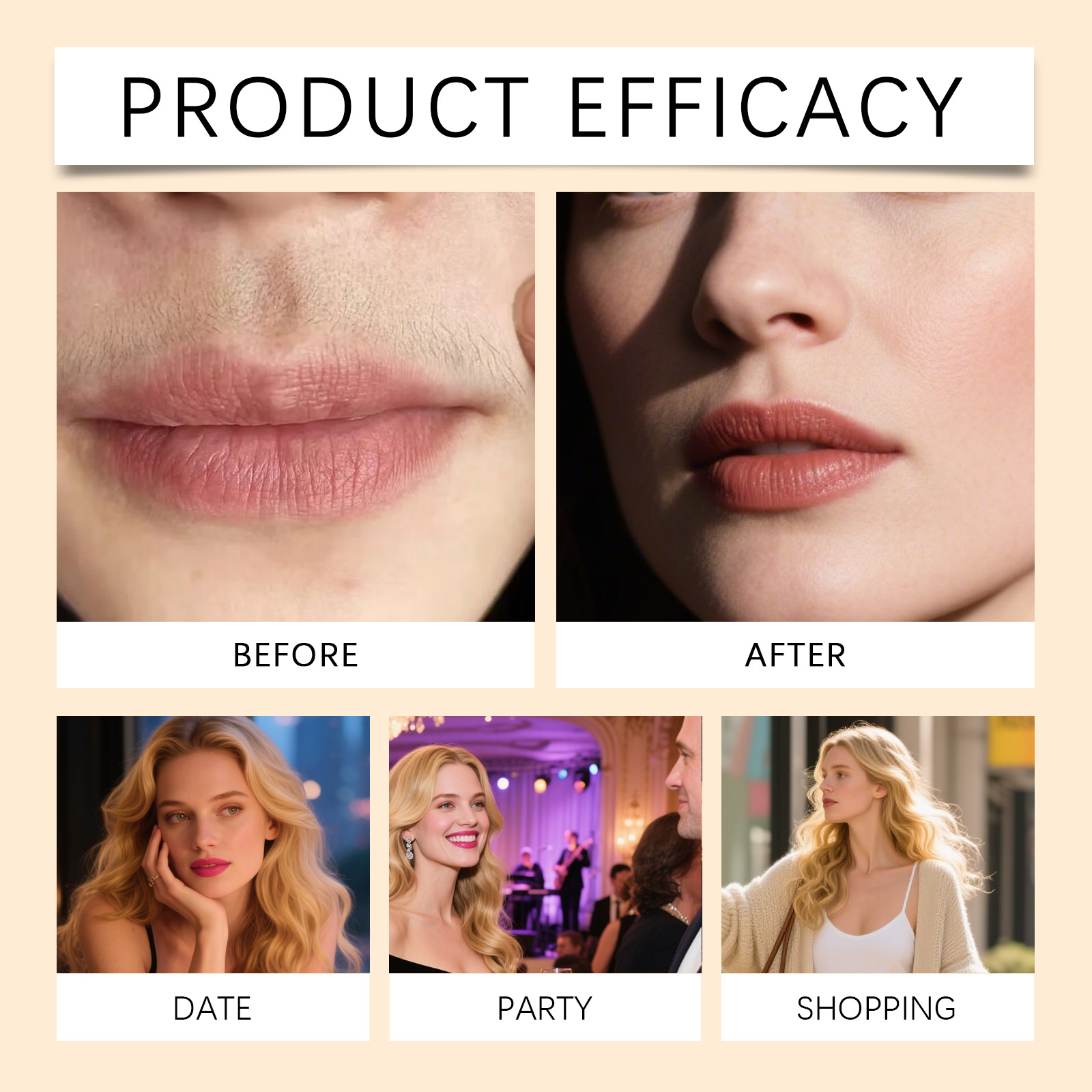 Facial Hair Removal Cream Mild Moisturizing Convenient Smooth Cleansing Care Lip Face Skin