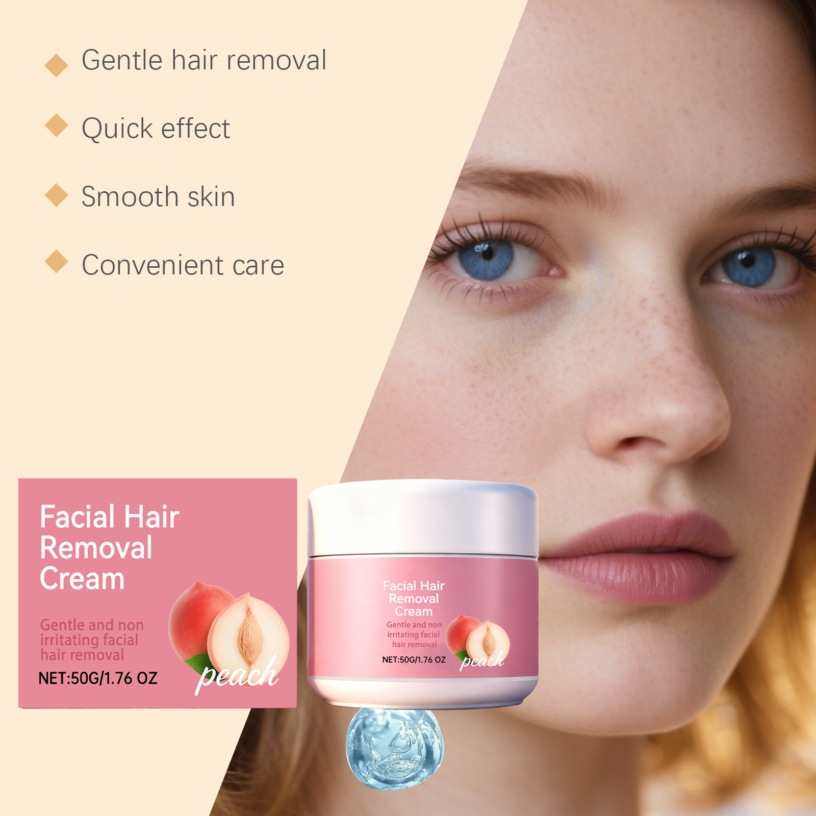 Facial Hair Removal Cream Mild Moisturizing Convenient Smooth Cleansing Care Lip Face Skin