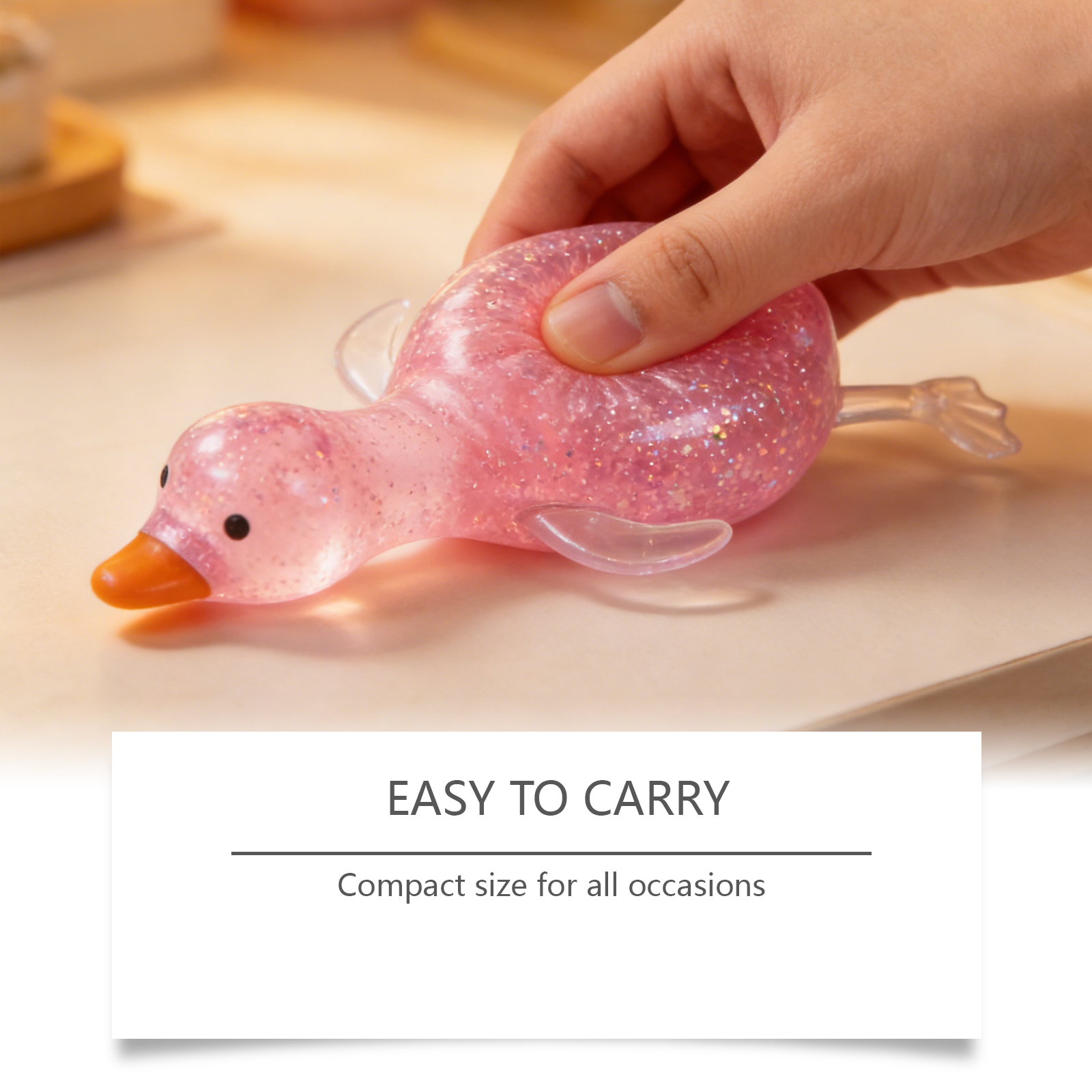 (Pink) Pink Imitation Duck Squeeze Toy Cute Fun Slow Rebound Stress Relief Hand Held Daily Mood Calming Play Item