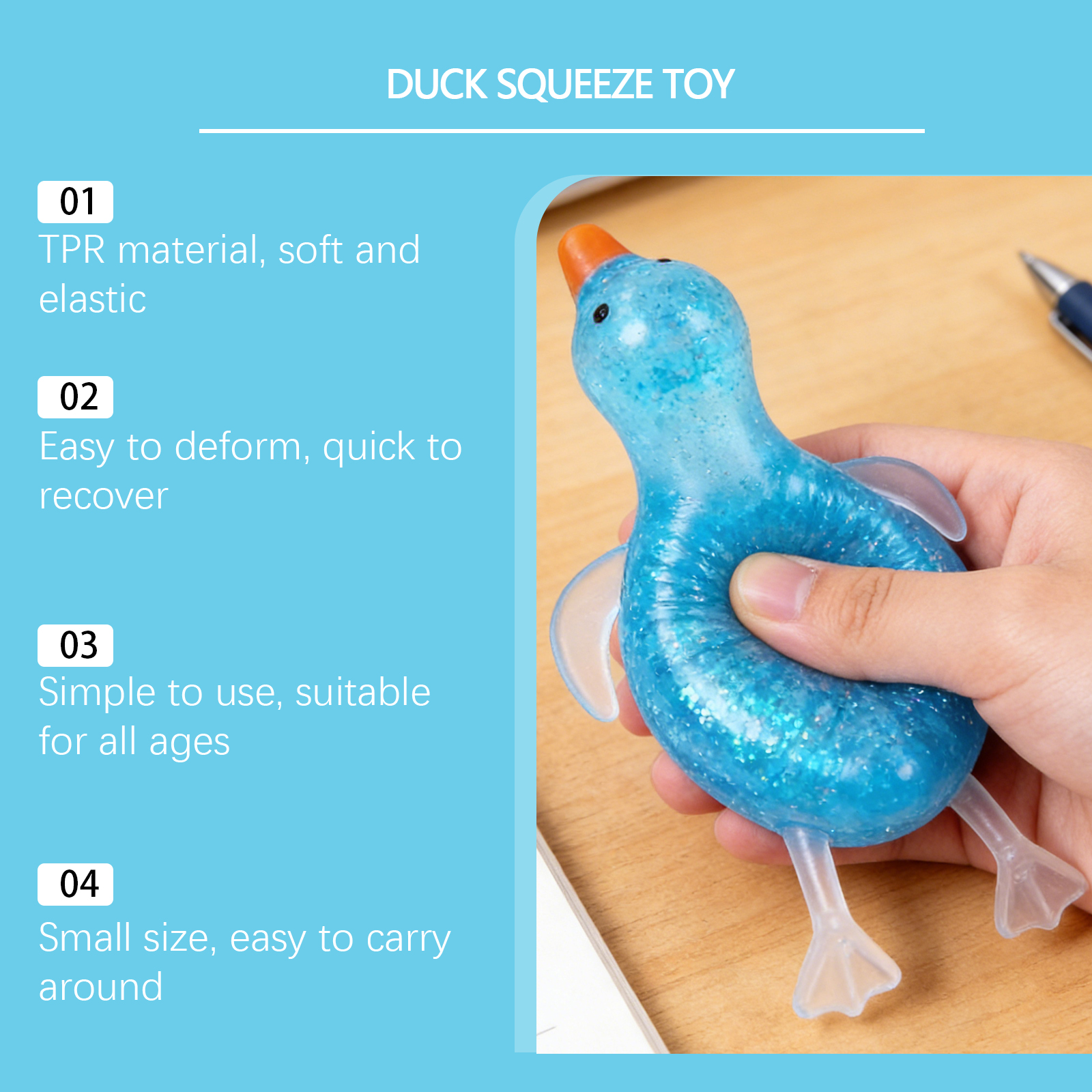 (Pink) Pink Imitation Duck Squeeze Toy Cute Fun Slow Rebound Stress Relief Hand Held Daily Mood Calming Play Item