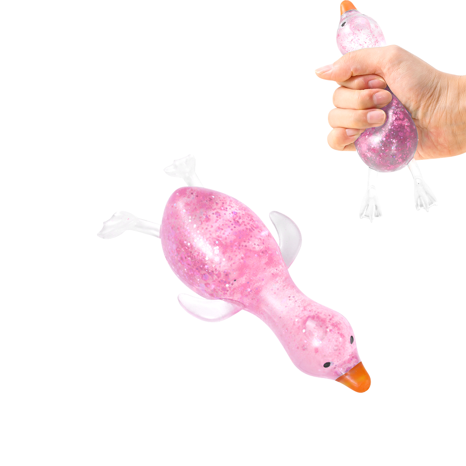 (Pink) Pink Imitation Duck Squeeze Toy Cute Fun Slow Rebound Stress Relief Hand Held Daily Mood Calming Play Item