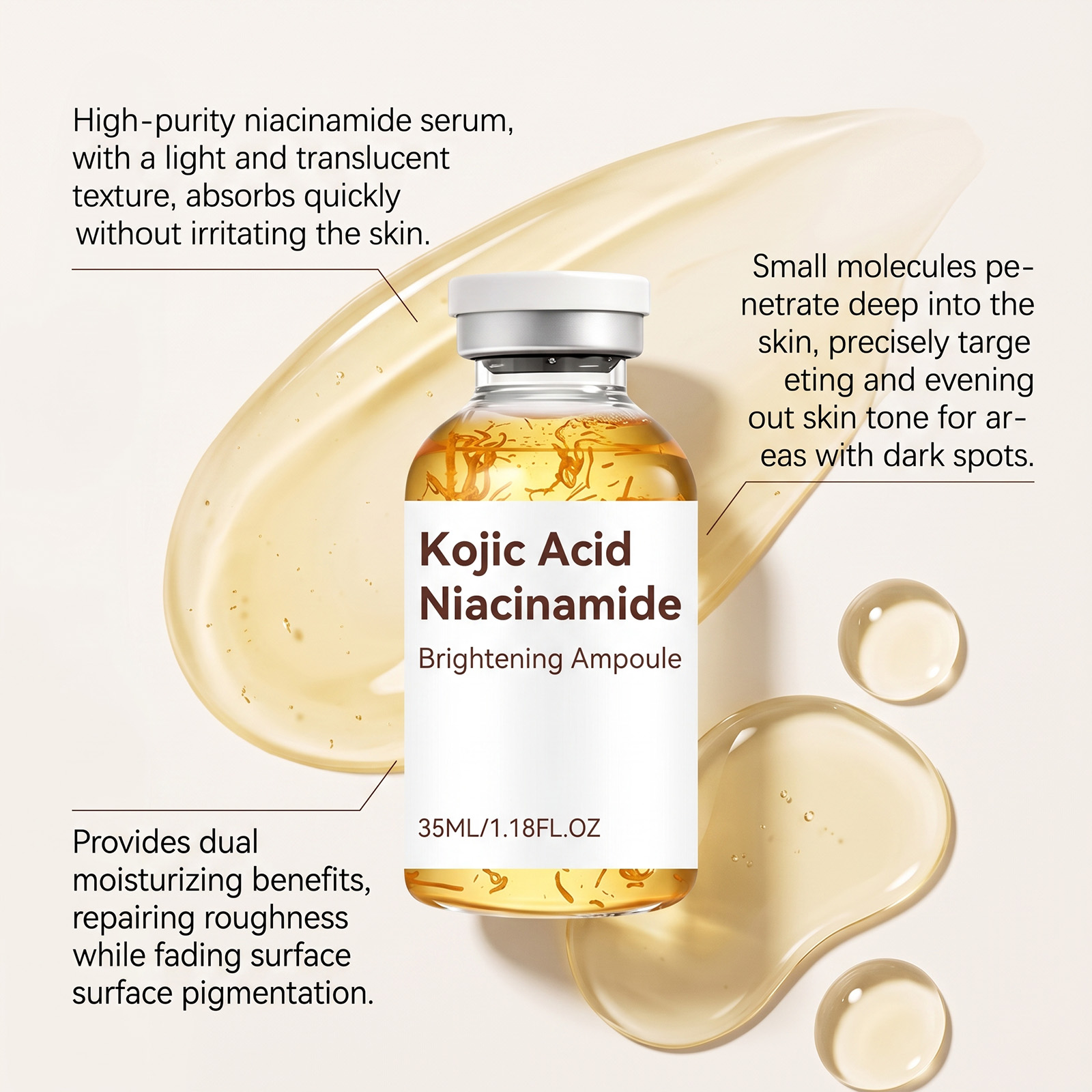 Nicotinamide Essence Liquid Mild Texture Hydrating Refreshing Non Sticky Daily Facial Skin Convenient Care Serum