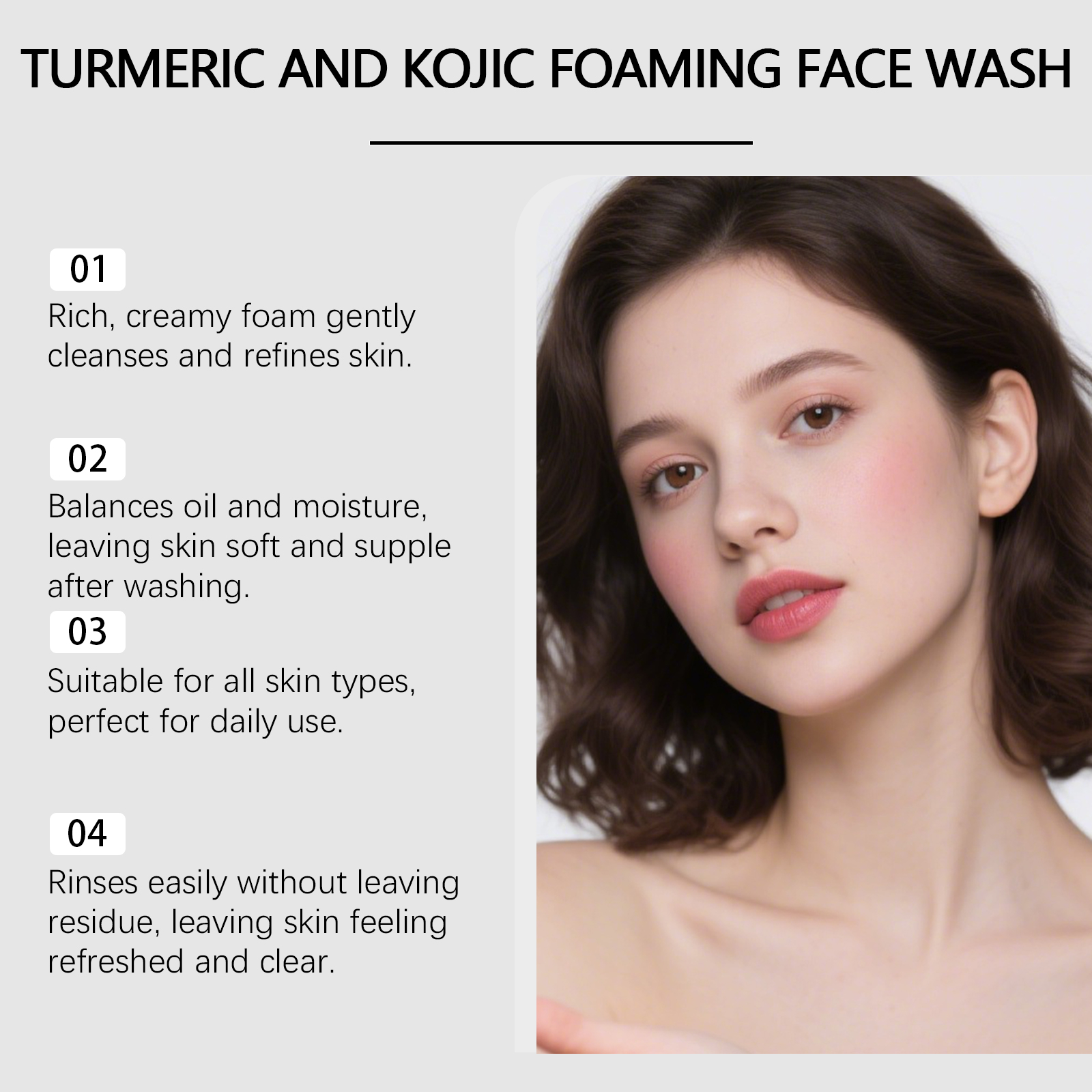 Turmeric Foam Facial Cleanser Dense Bubbles Hydrating Mild Refreshing Oil Control Moisturizing Daily Comfort Skin Care