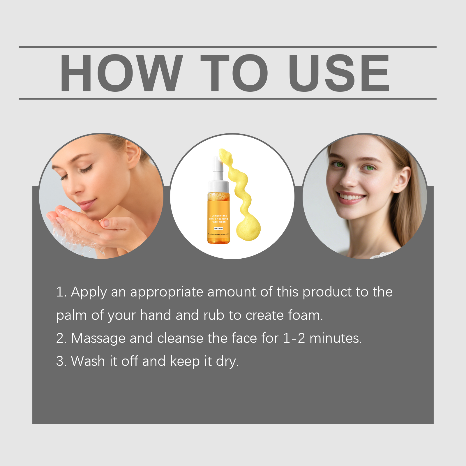 Turmeric Foam Facial Cleanser Dense Bubbles Hydrating Mild Refreshing Oil Control Moisturizing Daily Comfort Skin Care