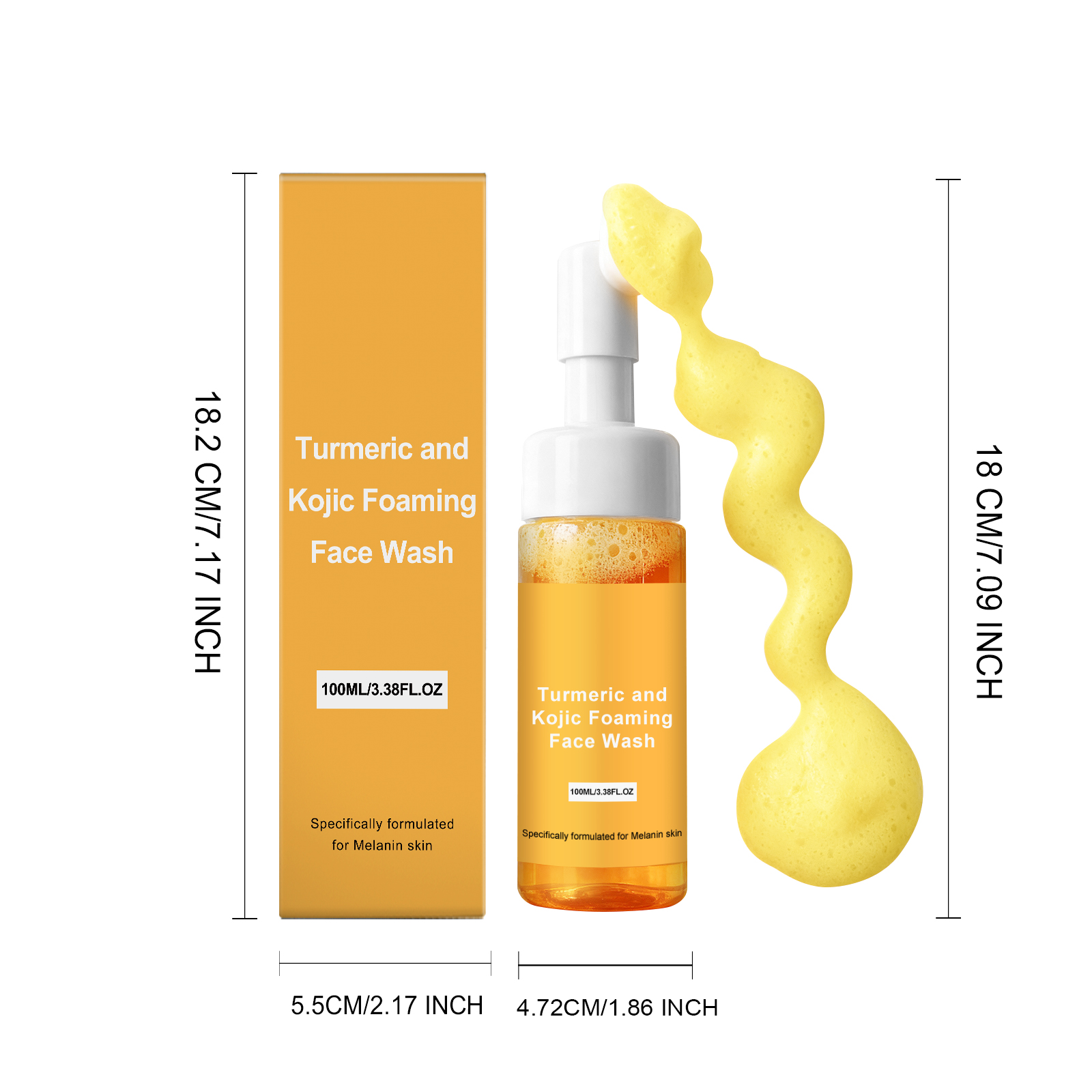 Turmeric Foam Facial Cleanser Dense Bubbles Hydrating Mild Refreshing Oil Control Moisturizing Daily Comfort Skin Care