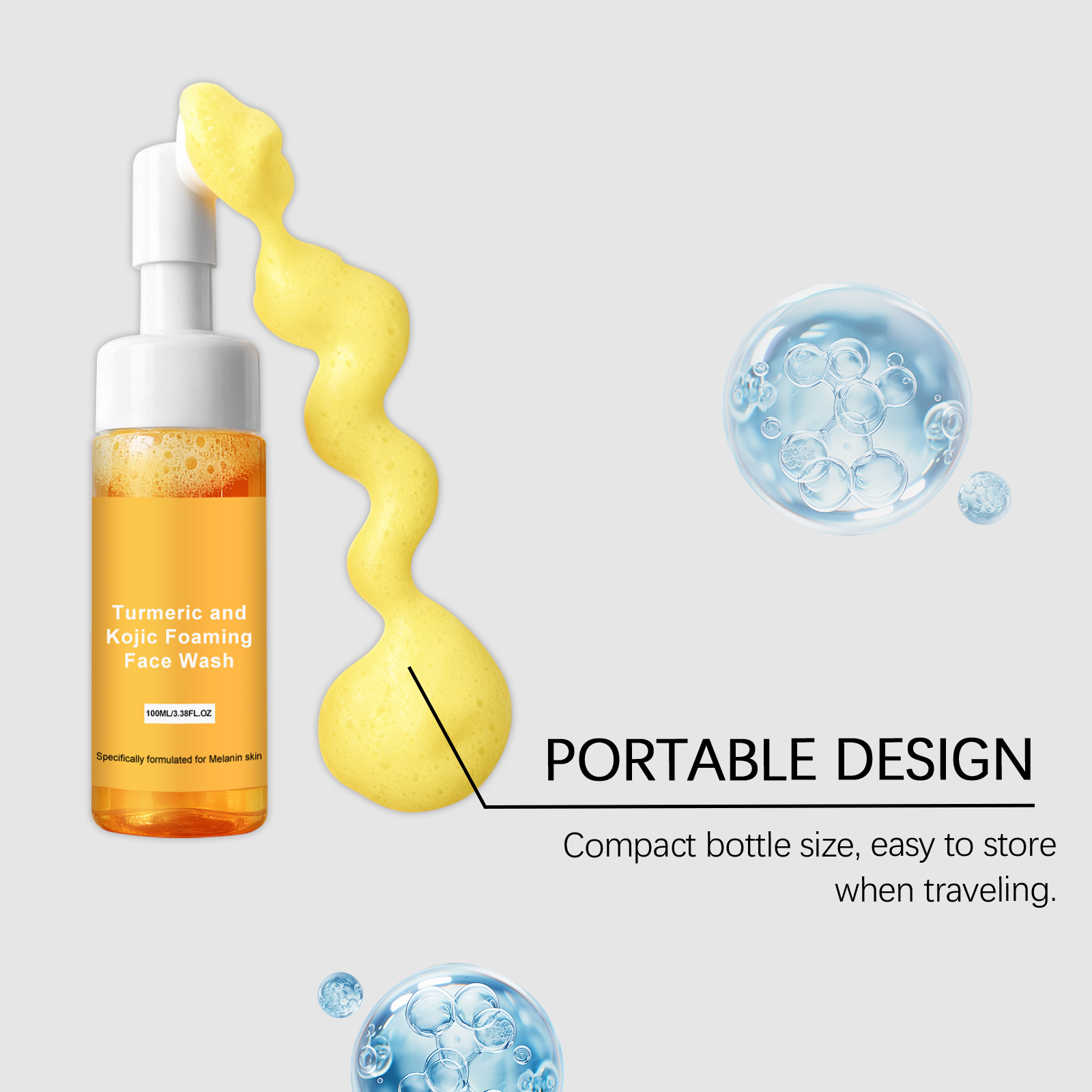Turmeric Foam Facial Cleanser Dense Bubbles Hydrating Mild Refreshing Oil Control Moisturizing Daily Comfort Skin Care
