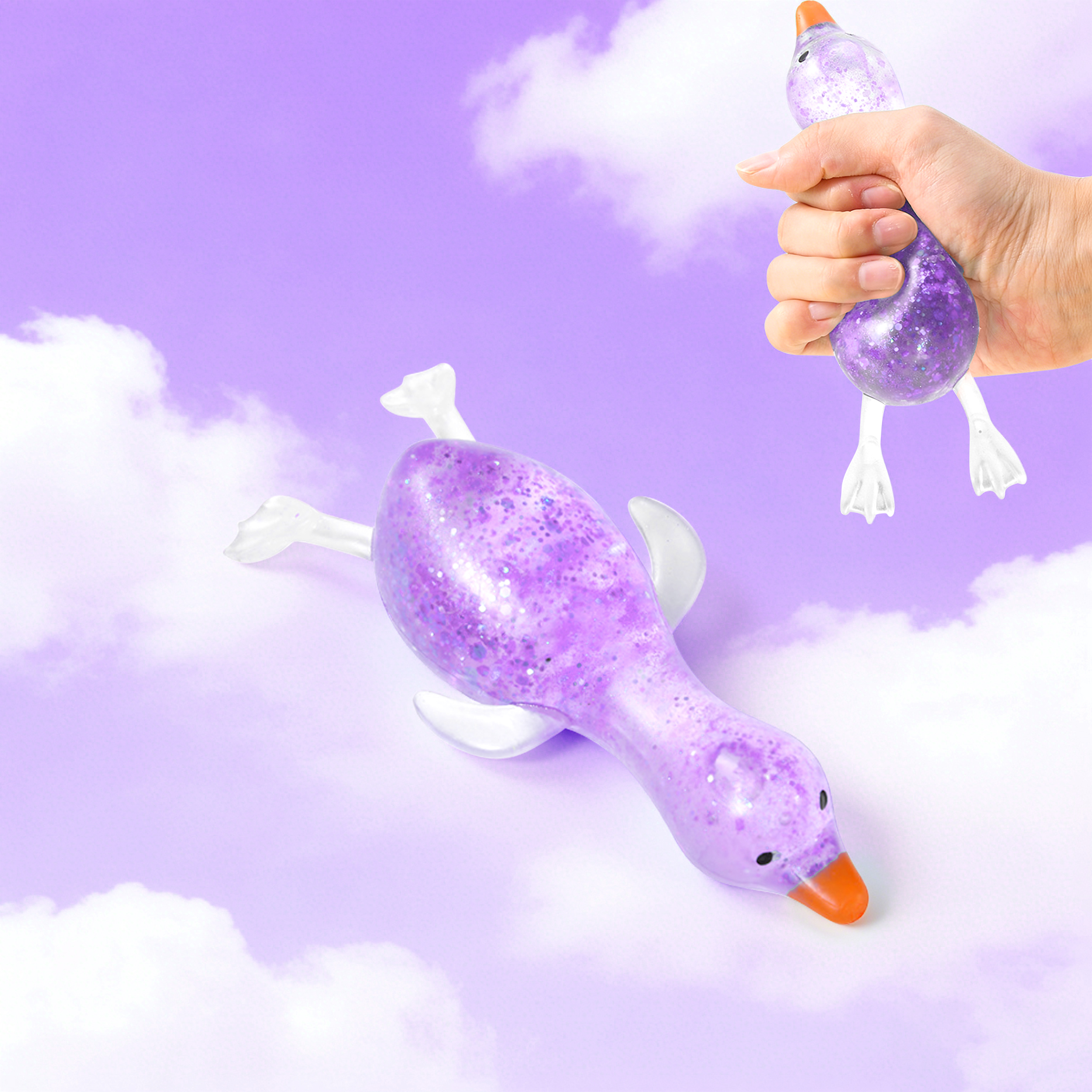(Pink) Pink Imitation Duck Squeeze Toy Cute Fun Slow Rebound Stress Relief Hand Held Daily Mood Calming Play Item