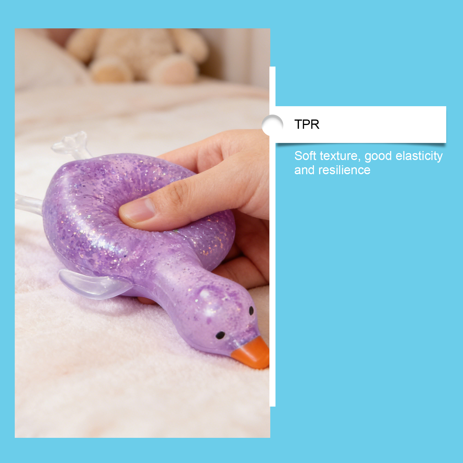 (Pink) Pink Imitation Duck Squeeze Toy Cute Fun Slow Rebound Stress Relief Hand Held Daily Mood Calming Play Item
