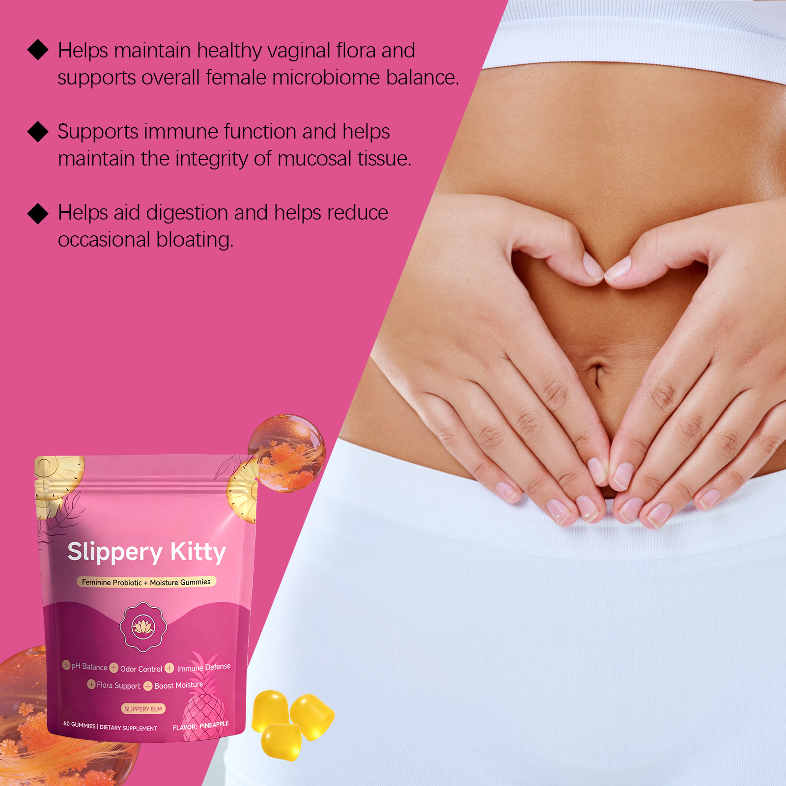 Women Probiotic Gummy Mild Care Comfort Nurture Improve Condition Daily Dietary Supplement For Female Body Health Balance Inner Wellness