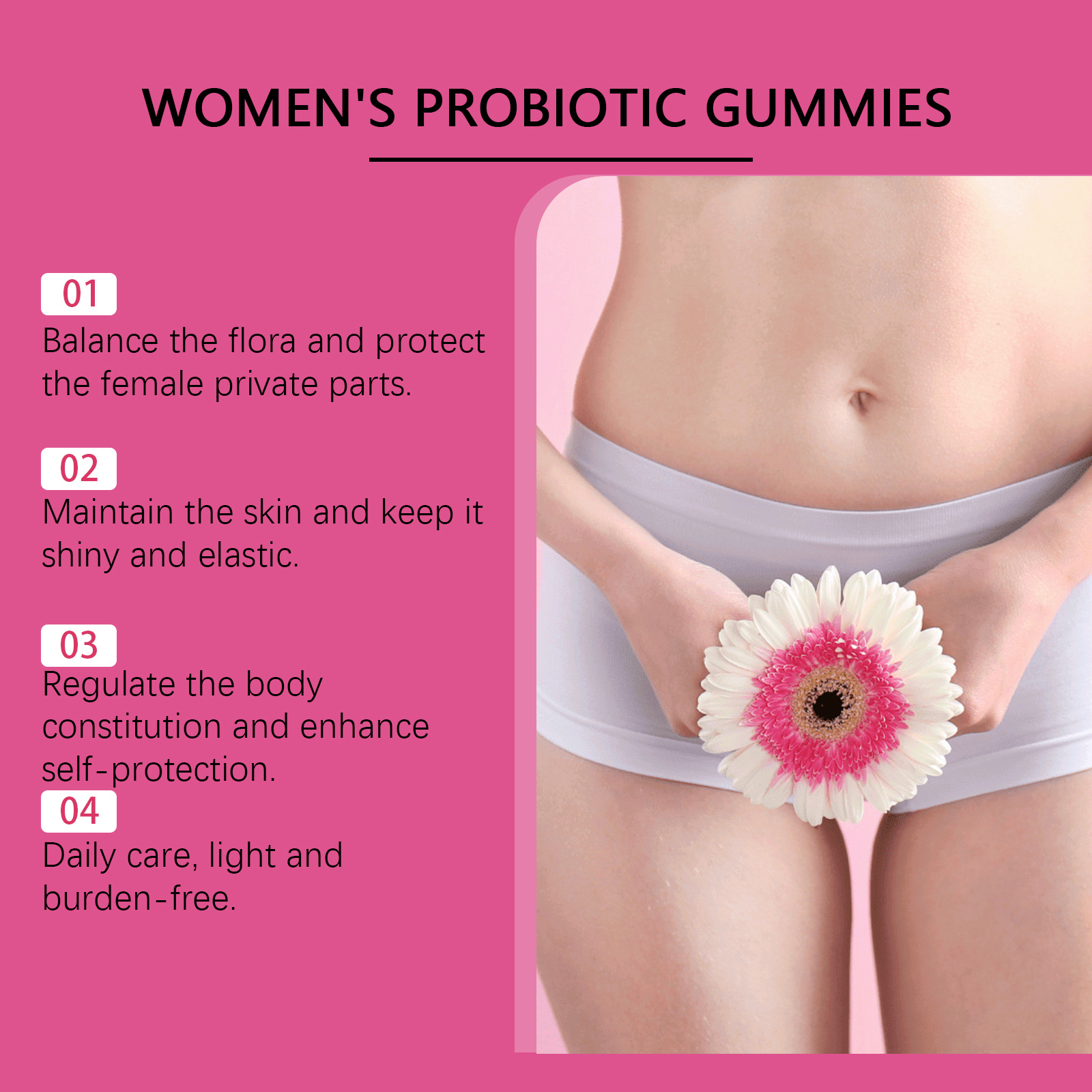 Women Probiotic Gummy Mild Care Comfort Nurture Improve Condition Daily Dietary Supplement For Female Body Health Balance Inner Wellness