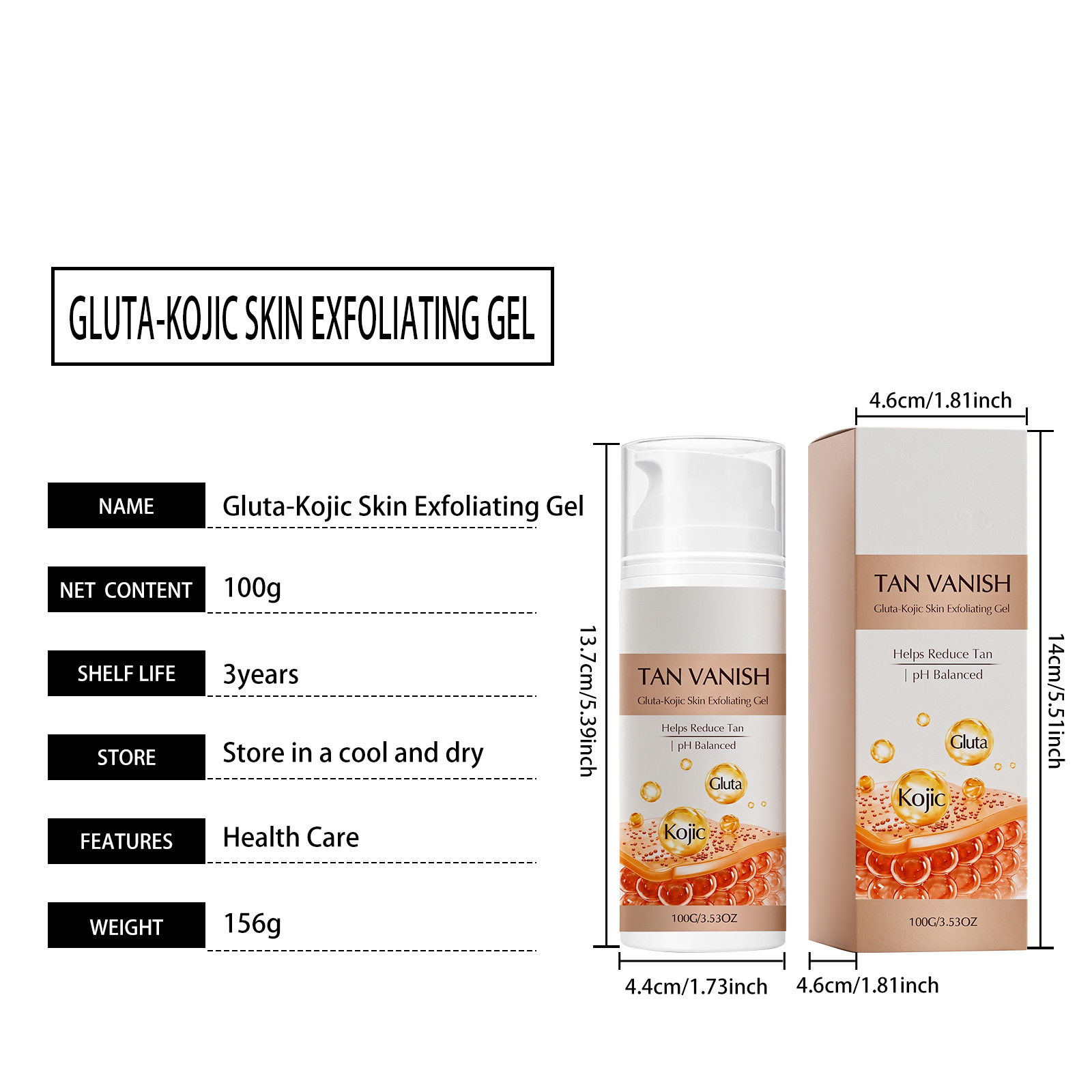 Kojic Acid Exfoliating Gel Daily Mild Cleansing Refreshing Moisturizing Caring Care Facial Body Skin