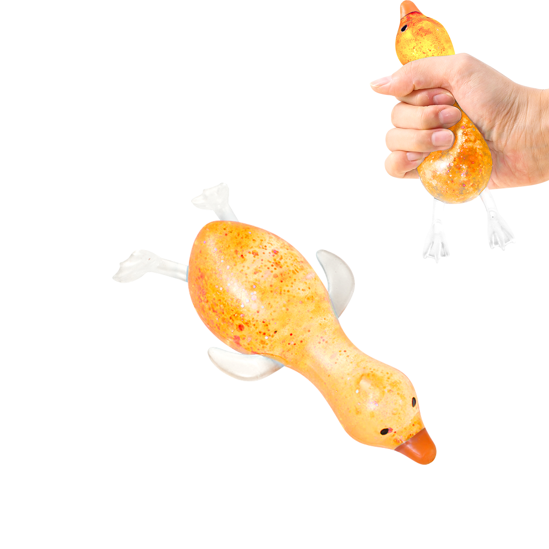 (Orange) Pink Imitation Duck Squeeze Toy Cute Fun Slow Rebound Stress Relief Hand Held Daily Mood Calming Play Item