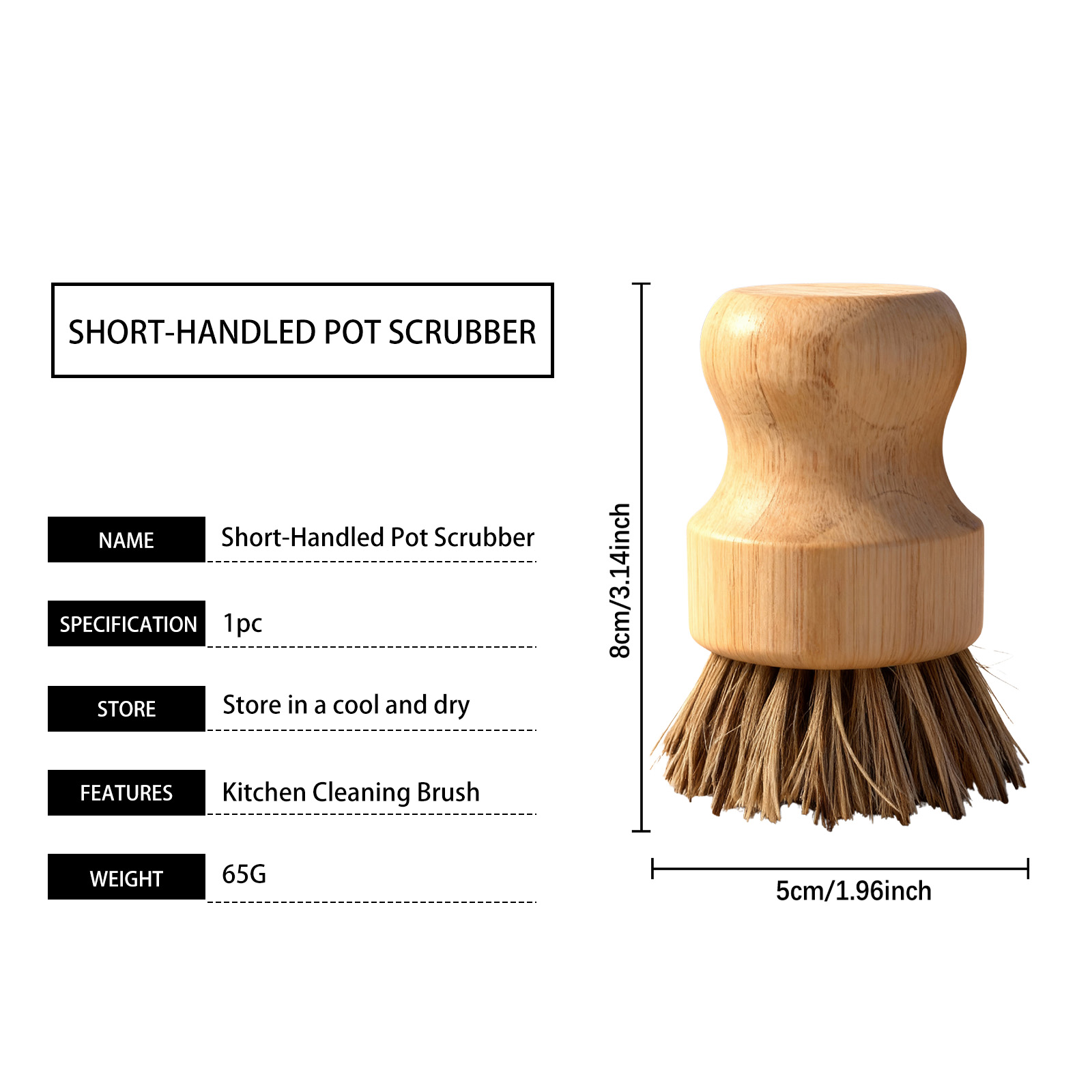 Short Handle Pot Brush Kitchen Cleaning Tool Easy To Operate For Pots Bowls Sinks Various Cookwares
